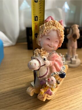 Cute Figurine for child room deco or a doll house, Girl on a Rocking Horse